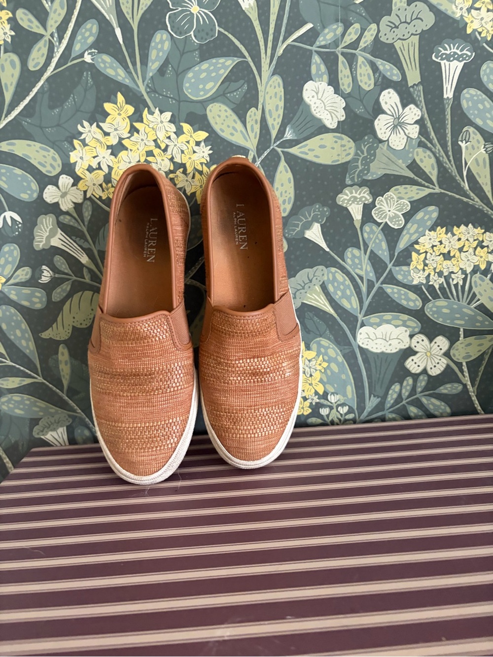 Lauren Ralph Lauren Woven Tan Slip-On Clogs